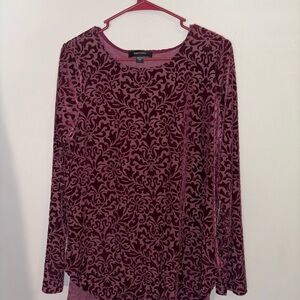 Karen Kane Red Velvet Long Sleeve Blouse